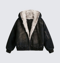 Chaqueta con capucha vintage desgastado