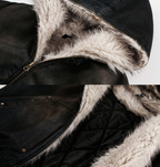 Chaqueta con capucha vintage desgastado