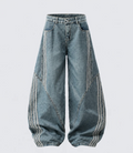 Pantalones vaqueros de pierna ancha con rayas en contraste