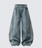 Pantalones vaqueros de pierna ancha con rayas en contraste