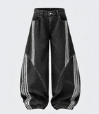 Pantalones vaqueros de pierna ancha con rayas en contraste