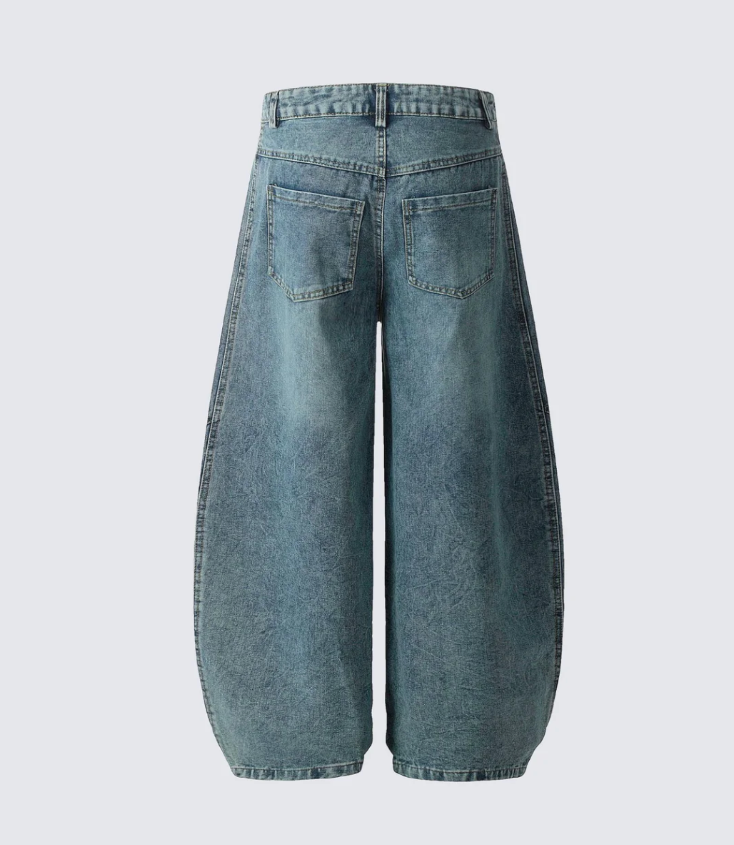 Pantalones vaqueros de pierna ancha con rayas en contraste