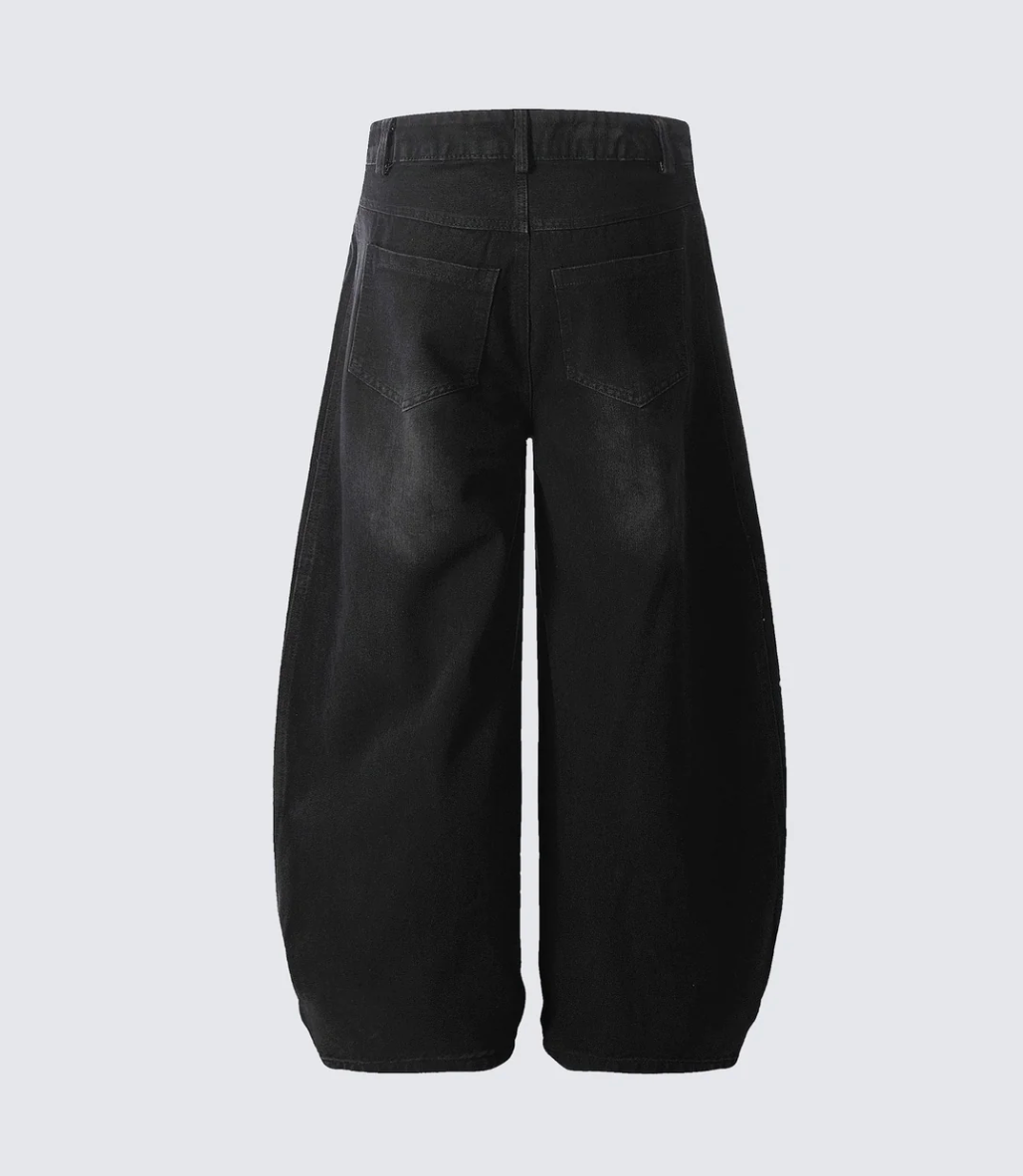 Pantalones vaqueros de pierna ancha con rayas en contraste